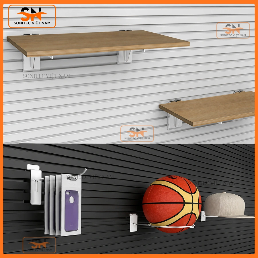 Các loại tấm Slatwall nhôm trưng bày