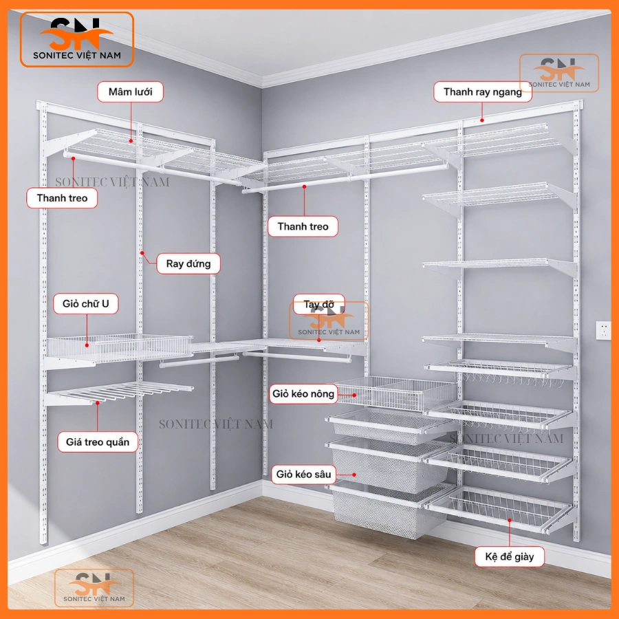 Báo giá kệ thanh ray treo quần áo theo cấu hình