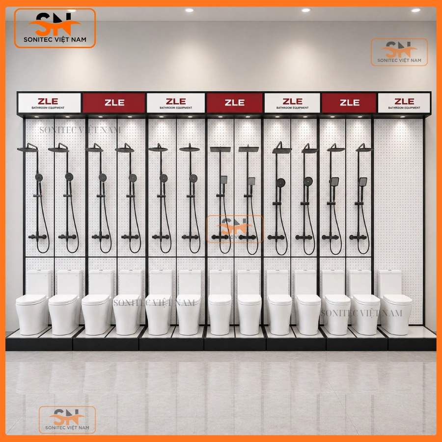 Kệ showroom vệ sinh đẹp, bền