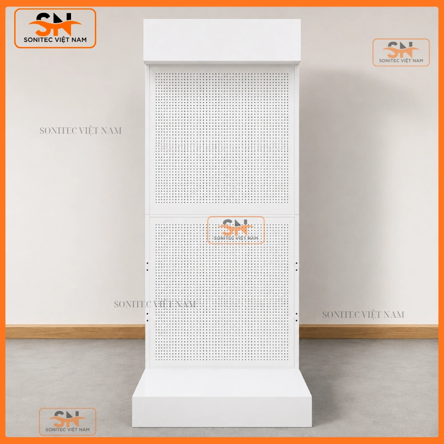 Kệ showroom vệ sinh lưng tôn lỗ
