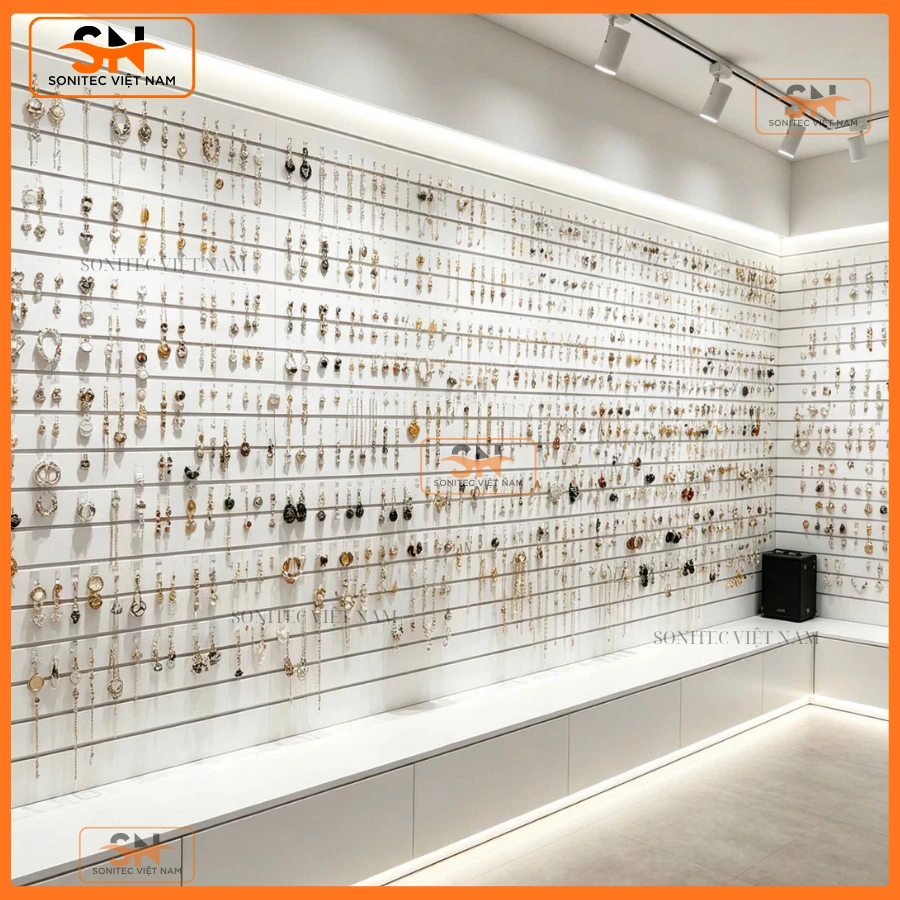 Tấm Slatwall PVC cho cửa hàng