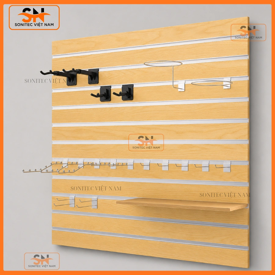 Tấm rãnh Slatwall trưng đồ thể thao chất lượng