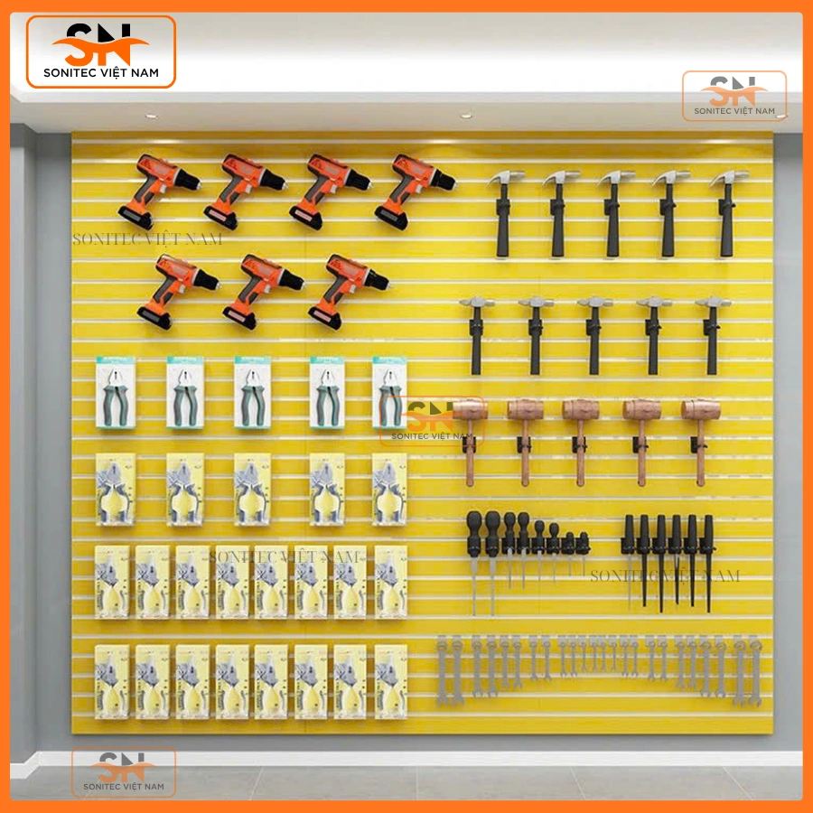 Tấm vách Slatwall trưng dụng cụ