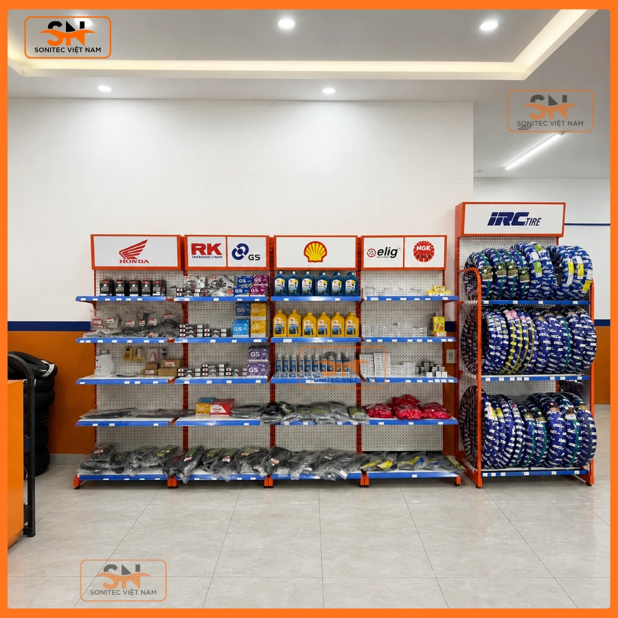 Kinh nghiệm thiết kế kệ trưng bày cửa hàng phụ tùng ô tô 
