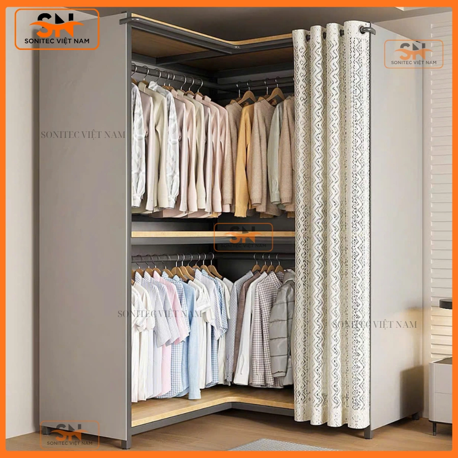 Tủ quần áo gia đình có rèm