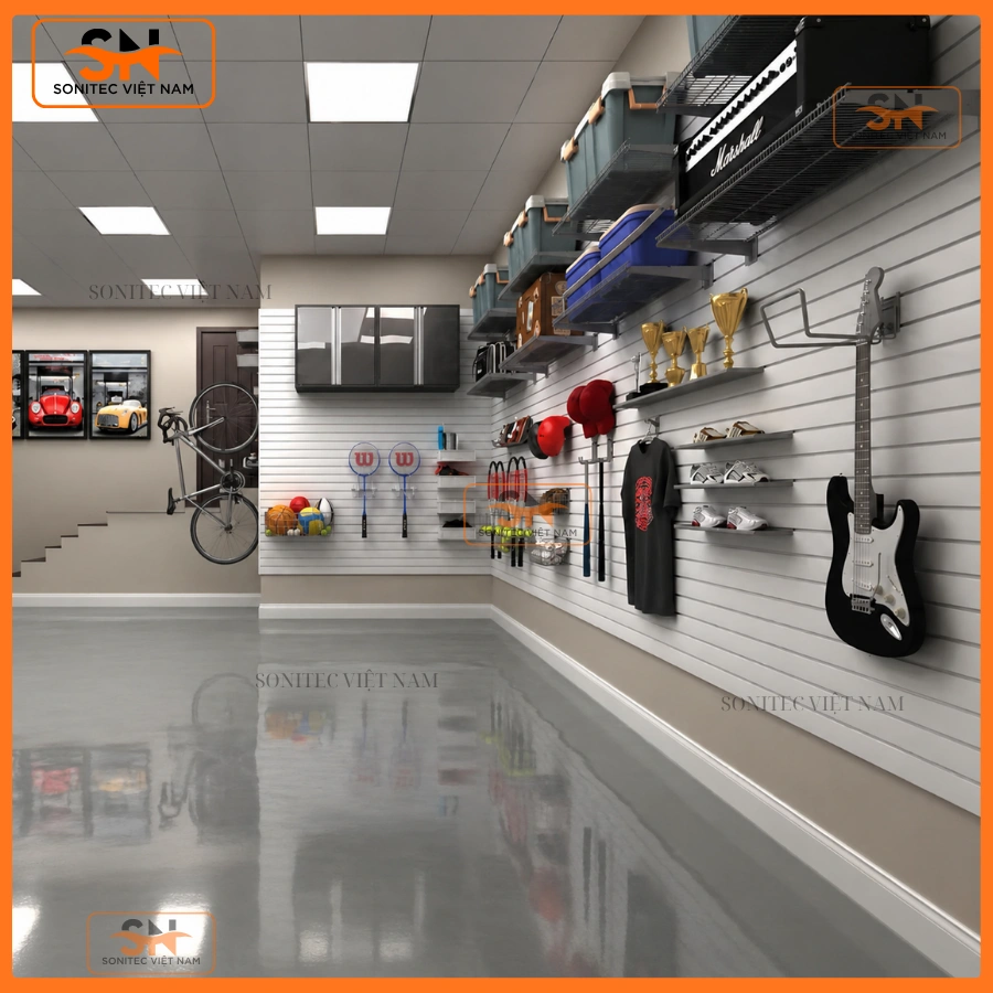 Vách nhựa Slatwall trưng đồ