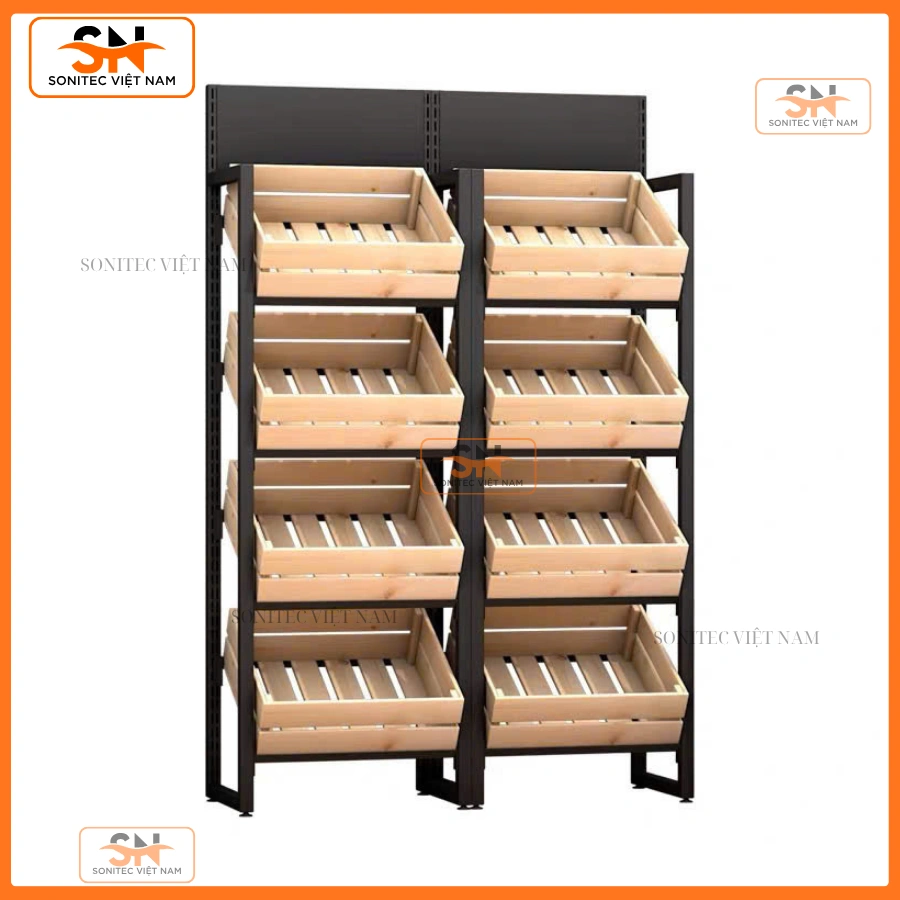 Kệ sắt đựng rau củ siêu thị linh hoạt