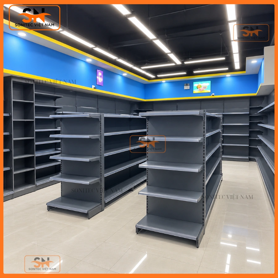 Tủ kệ thiết kế mở siêu thị mini 
