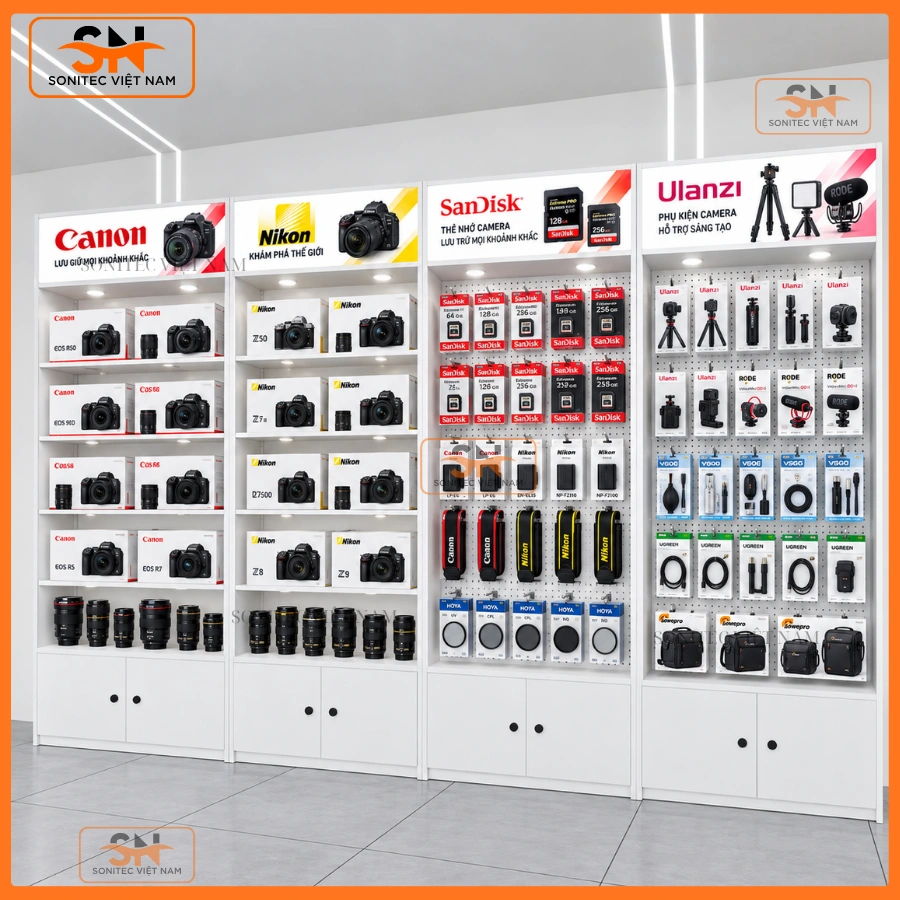 Kệ trưng bày camera chất lượng