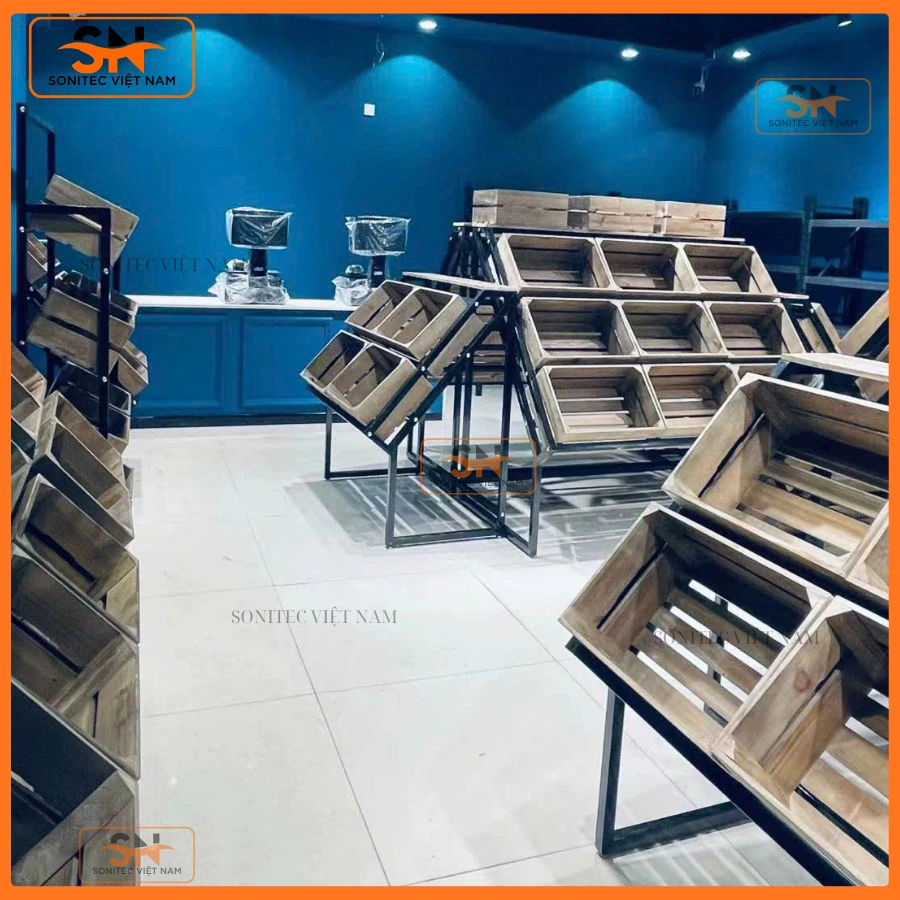 Bố trí luồng giao thông mua sắm khu vực rau củ quả tươi sống tại siêu thị mini