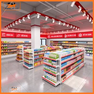Giá kệ trưng bày sữa tươi trong siêu thị